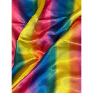 Vintage‎ new Rainbow Fabric colors silk like polyester High Sheen 44"x43" craft